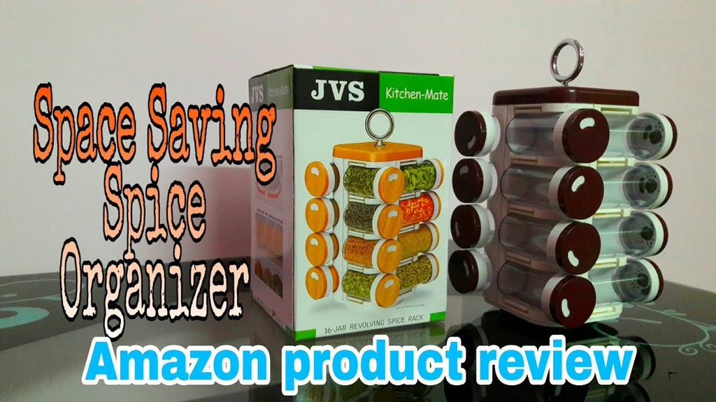 JVS 16 jar revolving spice rack Space saving spice organizer Amazon product review Kitchen organization Must have product in kitchen Product link JVS Food ...