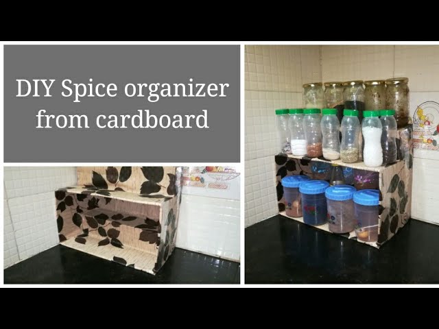 This video is about how to make spice or kitchen organizer from waste cardboard boxes