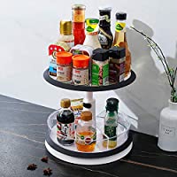 Qisiewell 11 Inch 2-Tier Height Adjustable Rotating Spice Organizer only $15.59