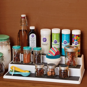 Copco Non-Skid 3-Tier Spice Pantry Kitchen Cabinet Organizer, 15-Inch, White/Gray – $5.36 (reg. $10.50)