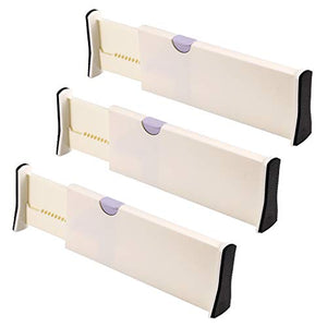 Hipiwe Drawer Dividers Organizer Expandable Dresser Drawer Organizers Adjustable Foam Ends Drawer Organization Separators for Kitchen, Bedroom, Bathroom,Office Drawers (Pack of 3)