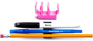 (30 pk) Pink Colored Pencil Pen and Marker Holder Adhesive Clip - Best Mount Organizer to Stick on The Wall, Tablet, Locker, Binder - Great for Student, Kids, School Supplies, Organization
