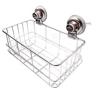 BlueHills Super Strong Premium Rust Proof Stainless-Steel Metal Suction Cups for Bathroom Deep Large Basket Caddy, Soap Shampoo Makeup Spice - Kitchen and Shower Organizer, Caddy C003
