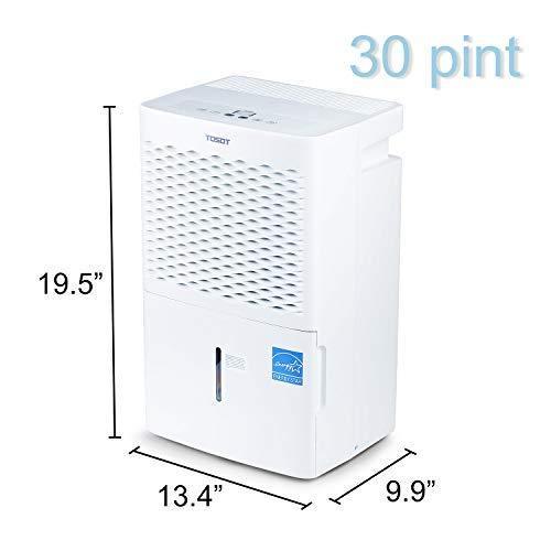 Get tosot 30 pint dehumidifier for small rooms up to 1500 square feet energy star quiet portable with wheels and continuous drain hose outlet dehumidifiers for home basement bedroom bathroom