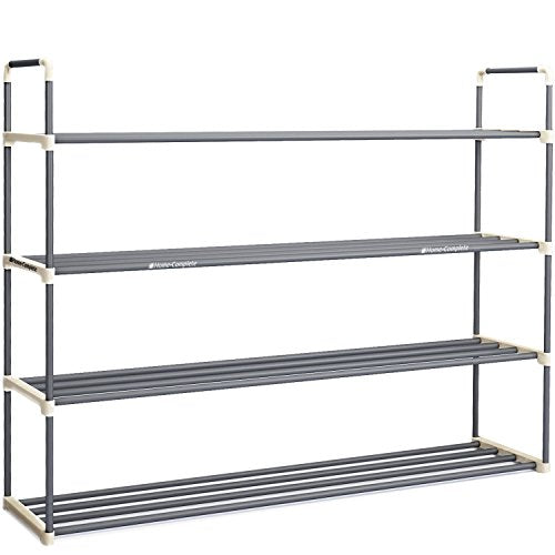 Shoe Rack with 4 Shelves-Four Tiers for 24 Pairs-For Bedroom, Entryway, Hallway, and Closet- Space Saving Storage and Organization by Home-Complete