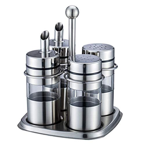 KRPENRIO Stainless Steel Spice Jars Organizer Spice Rack with Revolving Countertop Holder - Set of 4 Containers