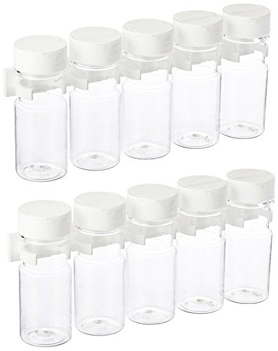 SpiceStor 4" Spice Bottle Set with Organizer (10-Pack), Clear Bottle with White Cap