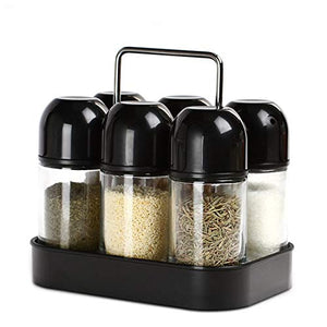 Spice Jars Set Organizer Spice Rack with Revolving Countertop Holder - Set of 6 Containers MATCHANT