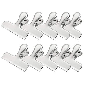 BAOEF Chip Clips,10 Packs Heavy Duty Stainless Steel Jumbo Large/Wide Food Coffee Bag Airtight Seal Grip for Kitchen,Binder Clip,Office Paper Clamps,3.03 Inches
