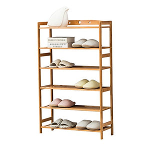 Shoe rack Feifei Shelf Stand Holder Storage Organizer for Halls 6 Tier Natural Bamboo with Handles (Size : 7026107cm)