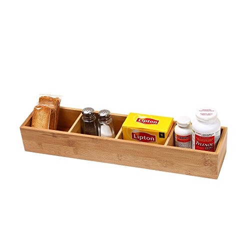 YBM HOME Bamboo 4 Compartment Organizer Tray for Drawers, 329