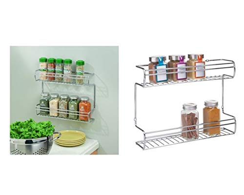 InterDesign Classico 2-Shelf Wall Mount Spice Organizer Rack for Kitchen Storage - Chrome