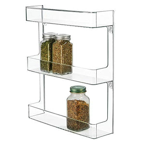 iDesign Linus Plastic Wall Mount Spice Organizer Rack for Spices, Tea, Sauces, and Baking Supplies in your Kitchen or Pantry, Clear