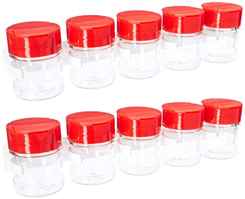SpiceStor 2" Clear Spice Bottle Set with Organizer (10-Pack), Clear Bottle with Red Cap