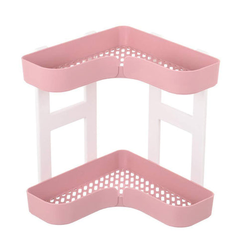 Products feoowv 2 tier kitchen countertop corner storage rack bathroom corner shelf space saving organizer for spice jars bottle holder stylec pink