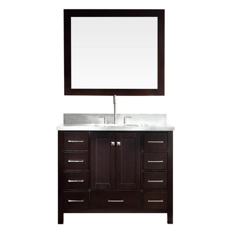 Order now ariel cambridge a043s esp 43 single sink solid wood bathroom vanity set in espresso with white carrara marble countertop