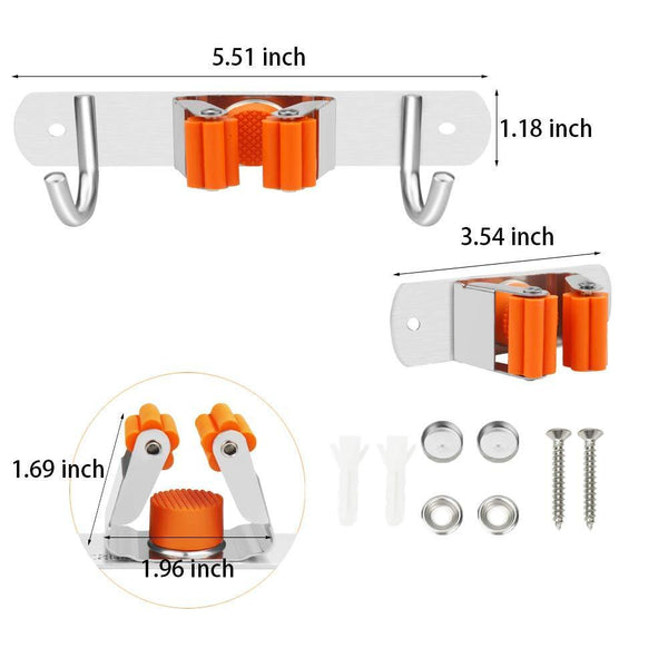 Save vodolo mop broom holder wall mount garden tool organizer stainless steel duty organizer for kitchen bathroom closet garage office laundry screw or adhesive installation orange