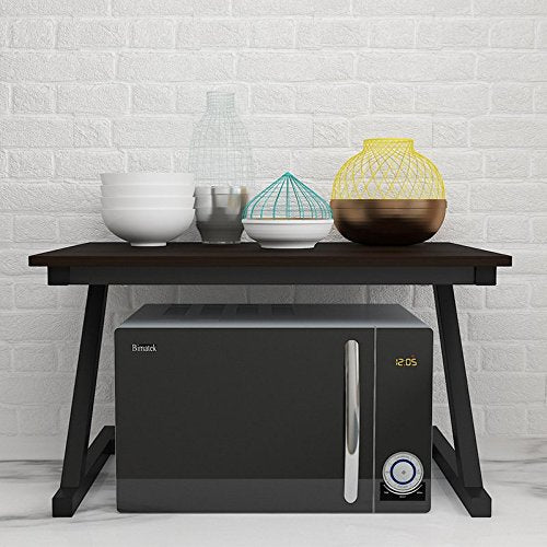 Ansley&HosHo Idea Metal Kitchen Rack Shelves for Storage Free Standing Microwave Oven Stand Bracket 2 Tier on Kitchen Countertop (Black Walnut)