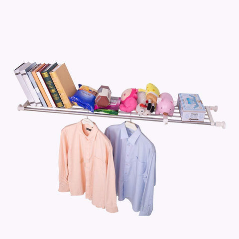 Best seller  hershii tension shelf expandable rod closet system heavy duty clothes hanger adjustable diy garage bathroom kitchen storage organizer shoe rack plant stand bookshelf