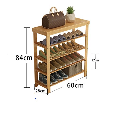 DULPLAY Shoe rack,Bamboo shoe rack,Entryway shoe shelf Change the shoes stool Stand shelves Stackable Entryway bedroom 2-4 tier 9-18 shoes -O 84x28x60cm(33x11x24inch)