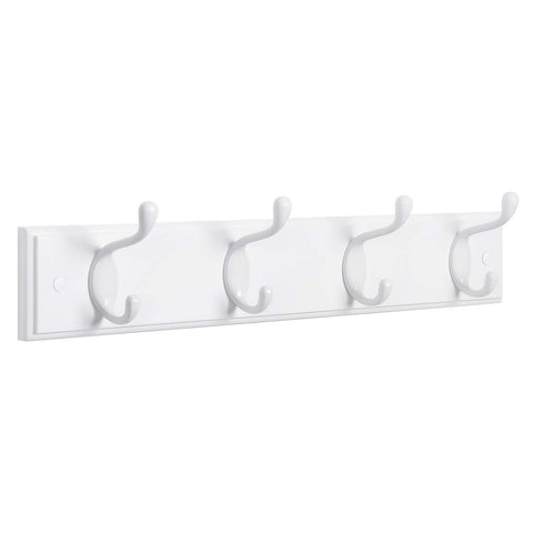 Best seller  songmics wooden wall mount coat rack with 4 metal hooks 16 inch coat hook rail for hallway bathroom closet room white ulhr23wt