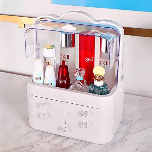 Purchase sooyee makeup organizer modern jewelry and cosmetic storage display boxes with handle waterproof dustproof design great for bathroom dresser vanity and countertop5 white drawers 2 clear lids