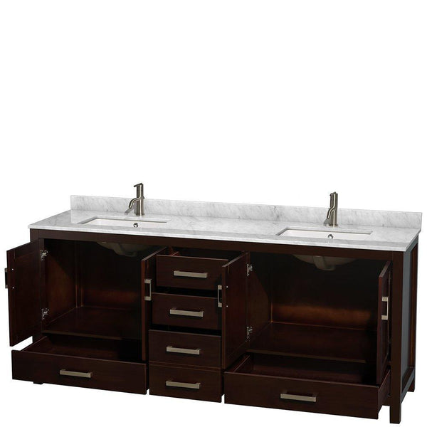 On amazon wyndham collection sheffield 80 inch double bathroom vanity in espresso white carrera marble countertop undermount square sinks and no mirror
