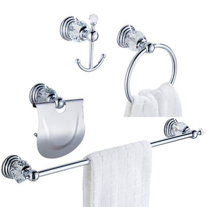 Select nice wolibeer silver bathroom accessory set of 4 pieces towel hook towel rail towel holder roll tissue holder wall mounted zinc alloy construction with crystal chrome finished