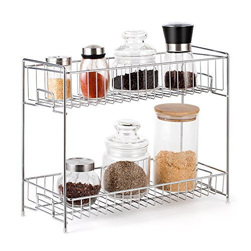 NEX 2-Tier Standing Rack Countertop Storage Organizer Spice Jars Bottle Shelf Holder Rack Kitchen Bathroom