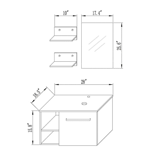 Amazon 28 inches bathroom vanity modern lavatory wall mounted cabinet with mirror blue square glass sink top with single faucet hole