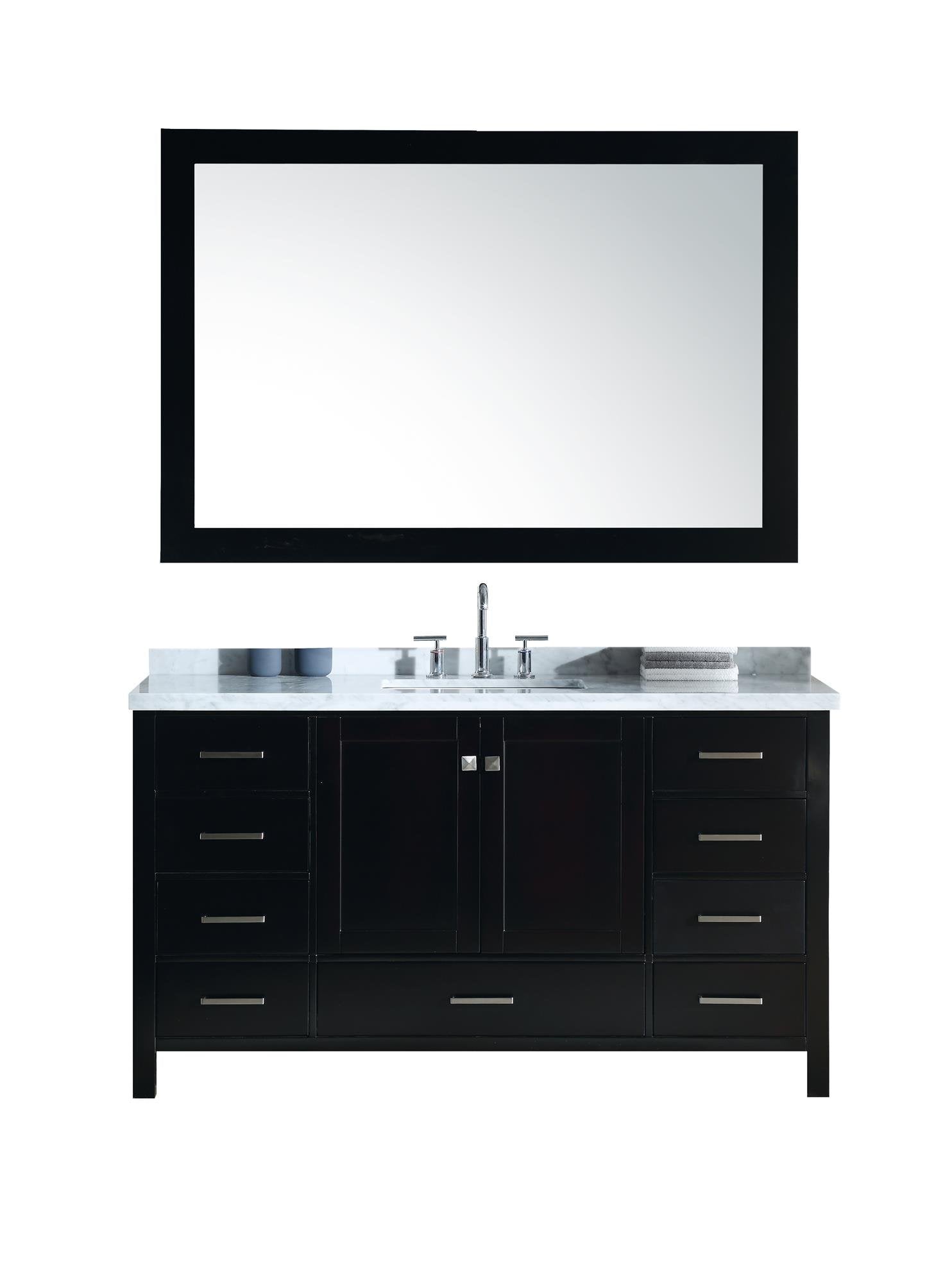 Buy now ariel cambridge a061s cwr esp 61 inch single sink bathroom vanity set in espresso with carrara white marble countertop rectangular sink