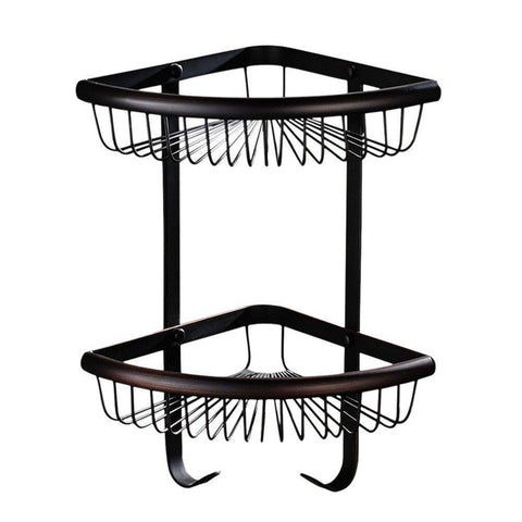 Top rated weirun bathroom brass 2 tier corner shelf basket with towel hook bath shower caddy storage organizer holder rack heavy duty wall mounted oil rubbed bronze