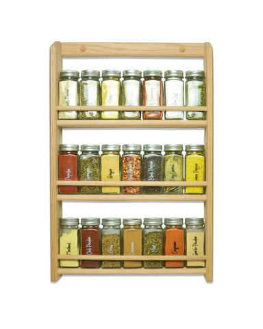 EmejiaSales Solid OAK Spice Rack Organizer Extra Deep (20.5"H x 13.75"W x 4.75"D) Holds 18 Herb Jars