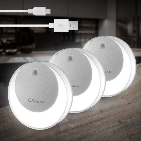 Best seller  okeanu motion sensor light 14 led cordless rechargeable night light portable closet lights for hallway basement garage bathroom cabinet stair 3 pack white