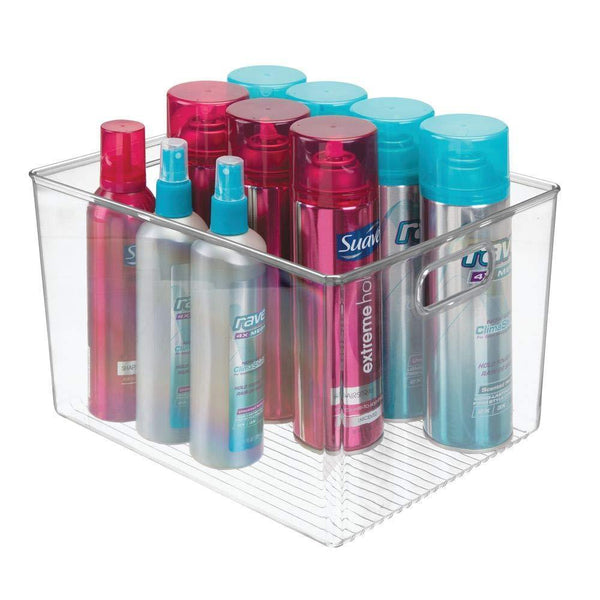 Purchase mdesign plastic storage organizer bin tote for organizing bathroom hand soaps body wash shampoo lotion conditioners hand towels hair accessories body spray mouthwash 8 high 8 pack clear