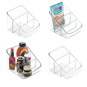 mDesign Large Plastic Food Packet Organizer Caddy - Storage Station for Kitchen, Pantry, Cabinet, Countertop - Holds Spice Pouches, Dressing Mixes, Hot Chocolate, Rice, Taco Seasoning, 4 Pack - Clear