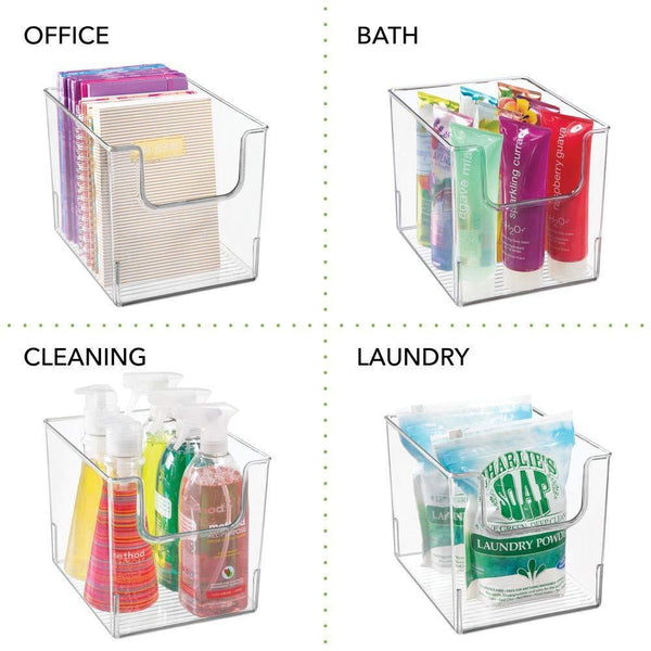 Related mdesign plastic open front bathroom storage organizer basket bin for cabinets shelves countertops bedroom kitchen laundry room closet garage 8 wide 4 pack clear