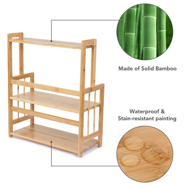 Heavy duty 3 tier standing spice rack little tree kitchen bathroom countertop storage organizer bamboo spice bottle jars rack holder with adjustable shelf bamboo