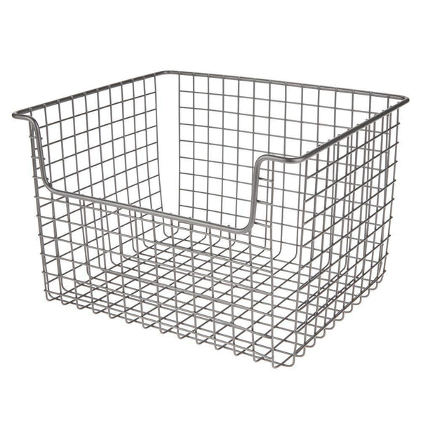 Related mdesign farmhouse decor metal storage organizer basket vintage grid style for organizing closets shelves cabinets in bedrooms bathrooms entryways hallways 12 wide 8 pack graphite gray