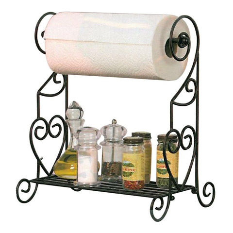 VANRA Spice Rack Kitchen Spice Stand Jars Storage Organizer with Tissue Dispenser Rack/Bathroom Paper Towel Holder & Towel Bar (Black)