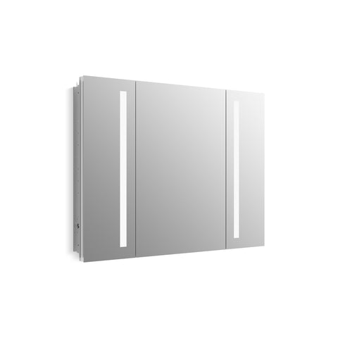 Try kohler k 99011 tl na verdera 40 inch x 30 inch led lighted bathroom medicine cabinet slow close hinge internal magnifying mirror aluminum recess or surface mount 3 doors