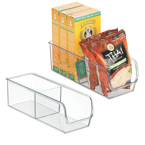 mDesign Kitchen, Pantry, Refrigerator, Freezer Storage Container- Pack of 2, Divided, Clear