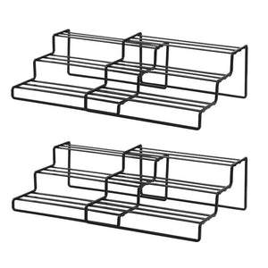 STORAGE MANIAC 3-Tier Expandable Cabinet Spice Rack Step Shelf Organizer, Bronze, 2-Pack