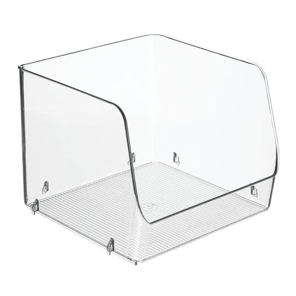Order now mdesign large stackable plastic bathroom storage organizer bin basket with wide open front for vanity countertops cabinets closets under sinks cube 7 75 wide 4 pack clear