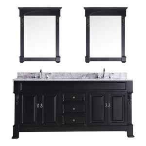Great virtu usa gd 4072 wmsq dw huntshire 72 double bathroom vanity with marble top and square sink with mirrors 72 inches dark walnut