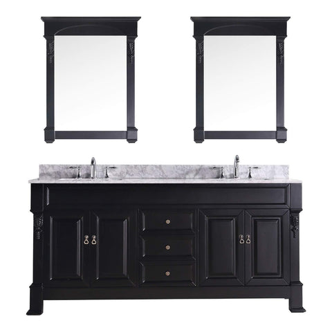 Great virtu usa gd 4072 wmsq dw huntshire 72 double bathroom vanity with marble top and square sink with mirrors 72 inches dark walnut