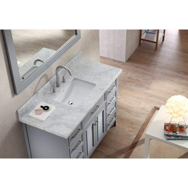 Latest ariel kensington d049s gry 49 inch solid wood single sink bathroom vanity set in grey with white carrara marble countertop