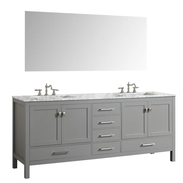 Select nice eviva evvn412 72gr aberdeen 72 transitional grey bathroom vanity with white carrera countertop double square sinks combination