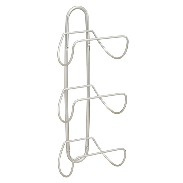 Save mdesign modern decorative metal 3 level wall mount towel rack holder and organizer for storage of bathroom towels washcloths hand towels 2 pack satin