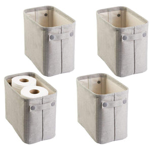 Buy now mdesign soft cotton fabric closet storage organizer bin basket storage organizer for bathroom coated interior attached handles use on vanity cabinet shelf countertop tall 4 pack light gray